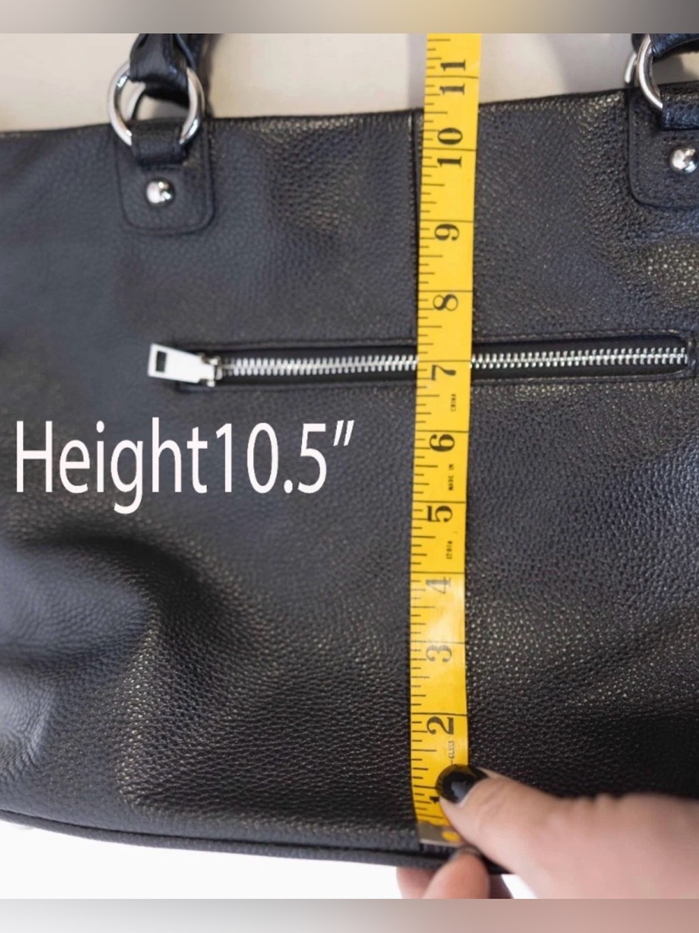 Kattee Classic Black Leather Tote Bag - Black - Picture 13 of 13
